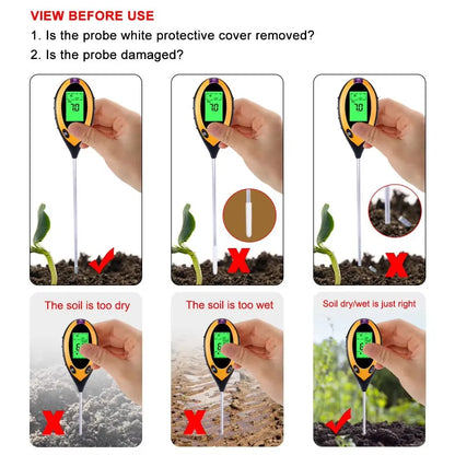 4-in-1 Soil pH & Moisture Tester