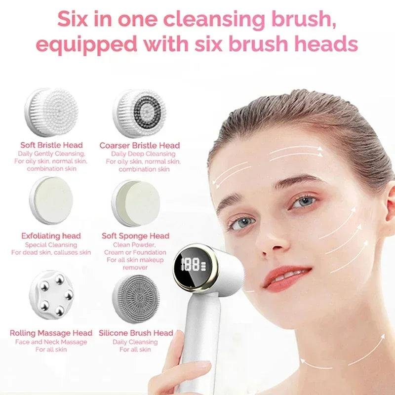 6-in-1 Electric Facial Cleansing Brush
