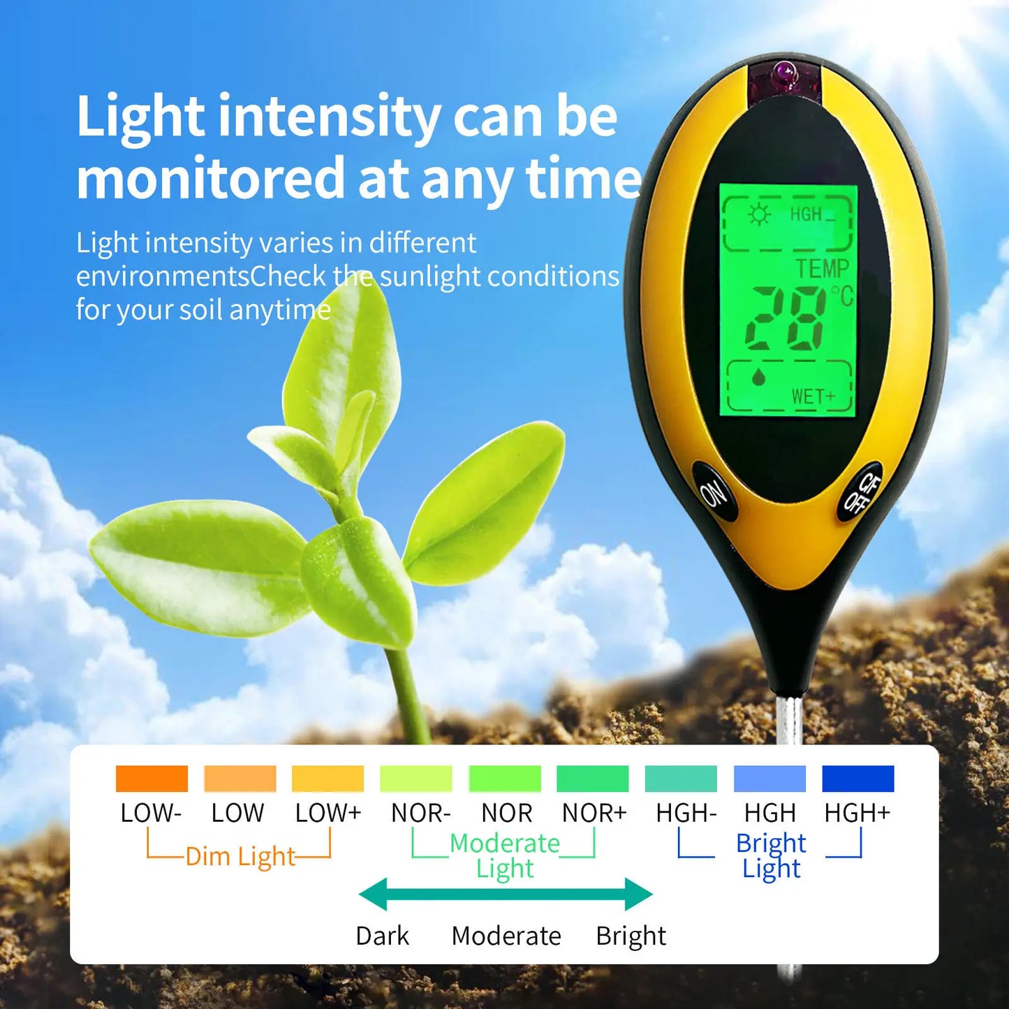 4-in-1 Soil pH & Moisture Tester